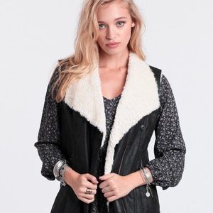 Faux Suede/Fur Black Longline Vest